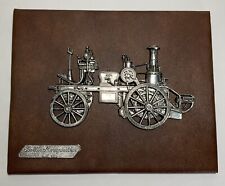 Vintage LOBECO Spain WALL PLAQUE Metallic Replica 1884 ANTIQUE STEAM FIRE ENGINE picture