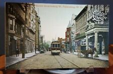 PARKERSBURG WEST VIRGINIA DOWNTOWN MARKET STREET W/ Trolley COLORIZED  POSTCARD picture