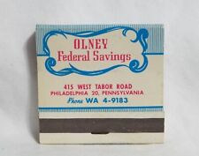 Vintage Olney Federal Savings Bank Matchbook Philadelphia PA Advertisement picture