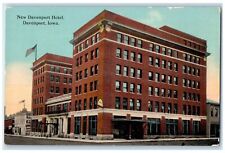 c1910s New Davenport Hotel Exterior Roadside Davenport Iowa IA Unposted Postcard picture