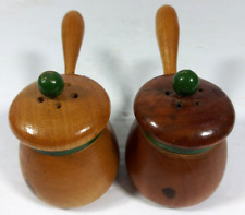 Nasco Japan Solid Wood Salt & Pepper Shakers Stove Pots 2.5