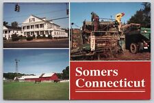 Postcard Somers CT Historic Somers Inn Horse Farm and Harvesting Potatoes picture