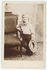 Antique c1880s ID'd Cabinet Card Child Named James Edison Jr. With Hat Cygnet OH picture