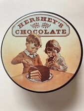 Vintage 1982 Hershey Chocolate Children Eating Cake Small Round Tin Canister picture