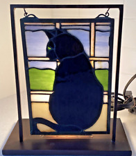 Meyda Tiffany Cat In Window Collection Small Tabletop Bronze Lamp picture
