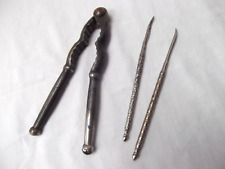 Antique Vtg lot of 3 Nutcracker and engraved picks forged iron picture