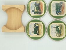 John Deere Legends Stoneware Coaster Set w/Wood Holder Set of 4 picture