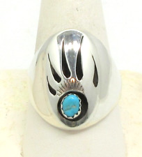 Native American Bear Paw Ring Size 14 1/2 Navajo Turquoise Sterling Silver #50A picture