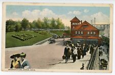 Antique Postcard Akron Ohio Union Station People White Border Posted 1917 picture