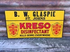 Kreso Disinfectant Sign Vintage Metal Sign B.W. Glaspie St. John’s  American Art picture