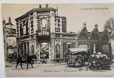 1917 WWI destruction Chauny Aisne  France soldiers horses carts Litho postcard picture