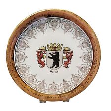 Vintage White Schedel Berlin Plate Heavy Gilt Trim Bavaria Coat of Arms Bear picture