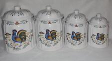 4 Vintage House of Lloyd Canister Set Jars Storage Air Tight Lids ROOSTER Floral picture