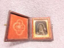 1850's AMBROTYPE   1/16 Plate Pretty Girl  BEAUTIFUL CASE GILDED JEWELRY picture
