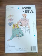 1980's VTG Kwik Sew Misses' Blouse Top Sewing Pattern 1902 Size XS-XL UNCUT  picture