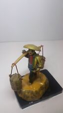 Vintage Japanese Asian Man Carrying Two Water Buckets Small Celluloid Figurine picture