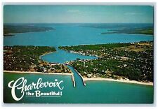 c1960's Air View Of Charlevoix The Beautiful Scene Michigan MI Unposted Postcard picture