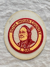 VINTAGE SIOUX INDIAN COUNTRY SOUTH DAKOTA STICKER ON RHINE KELLER COASTER picture