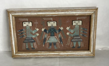 Vintage Native Navajo Sand Painting Vincent Benally Artist 2 thunderbirds,1 yeis picture