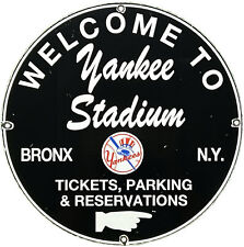 VINTAGE NEW YORK YANKEE'S PORCELAIN STADIUM SIGN GAS OIL PUMP PLATE BRONX NY MLB picture
