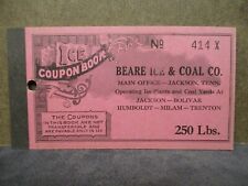 Beare Ice & Coal Company Coupon Book Jackson TN Tennessee Bolivar Humboldt Milan picture