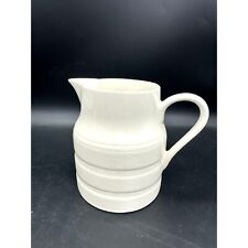 Vintage Lord Nelson Pottery England Pitcher creamer Jug 8-74 White Ringed 4¾ In. picture