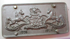 Wilton PA USA 1776-1976 Coat Arms Bicentennial License Plate Cast Aluminum Vtg picture