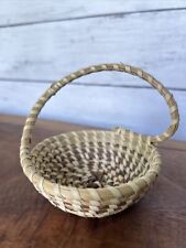 Miniature Sweet Grass Woven Twisted Handle Basket 3 Inch Charleston South Carol picture
