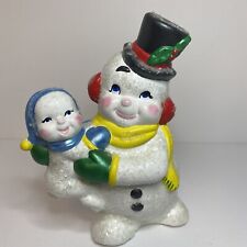 Vintage Frosty The Snowman Holding Baby Christmas Ceramic Hand Painted Hobbyist picture