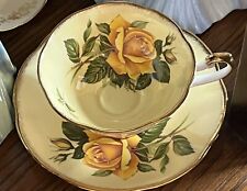Superb Yellow Cup Saucer With Huge Yellow English Rose. Rosina China England. picture