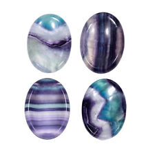 4Pcs Thumb Worry Crystal Stone Fluorite Polished Pocket Palm Gemstone for Reiki picture
