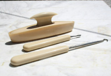 1930s VINTAGE IVORY COLORED CELLULOID VANITY SET 3 PIECES picture