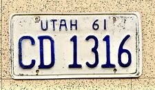 1961 UTAH license plate—EXCELLENT ORIGINAL old vintage antique auto tag Decor picture