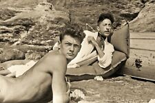 Jean Cocteau + Jean Marais at the beach, 1939 - reprint picture