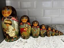 Unique Large Matrioshka Nesting Dolls Hand Panted 11pc Fairy tales collectible🔥 picture