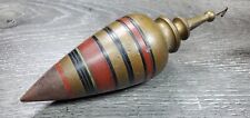 RARE RED & BLACK ANTIQUE BRASS PLUMB BOB W/STEEL TIP * WEIGHT = 15 OUNCES * picture