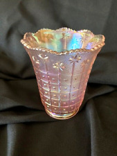 Vintage Pink Iridescent Depression Glass Vase picture