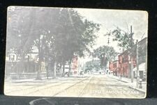 Vintage postcard 1909 MAIN ST Andover MA  BUILDINGS & TROLLEY CAR Druggist sign picture