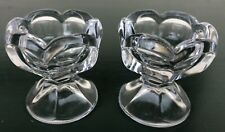 1910 Pair Antique American Colonial Style Six-Sided Footed Glass Salt Pinches picture