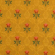 Ochre Flower Centered Circle Lattice Rib Weave Lampas Fabric| 3.78 yds. x 72 in. picture