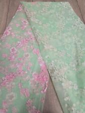 Vintage Flocked Semi Sheer Ombre Green  Fabric  Floral Size 1,5 YARDS ×47