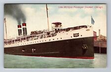 Chicago IL-Illinois, Lake Michigan Passenger Steamer, Antique, Vintage Postcard picture