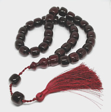 Antique Dark Cherry German Bakelite Faturan 104Gr Islam Prayer Beads 33+2 Rosary picture