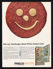1965 Philco Ford Motor Instant Cold Refrigerator Smile Face Raw Burger Print Ad picture