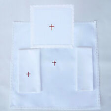 Altar Linen Full Set Pall Corporal Purificator Lavabo RED CROSS 100% cotton picture
