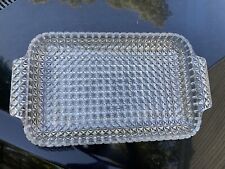 Vintage Clear glass Dressing Table Vanity Tray 15x10” 1950s Diamond Cut Pattern picture