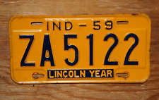 1959 INDIANA License Plate # ZA 5122 - LINCOLN YEAR picture