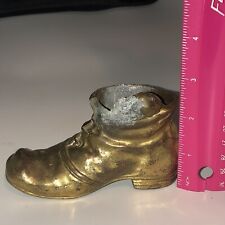 Antique heavy brass figurine boot ￼SHOE With Mouse Box 2 Fun picture