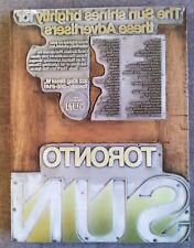Vintage 1970's TORONTO SUN Newspaper Printing Plate Celebrating it's Advertisers picture
