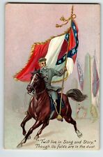 Memorial Decoration Day Postcard Twill Live In Song And Story General Horse Flag picture